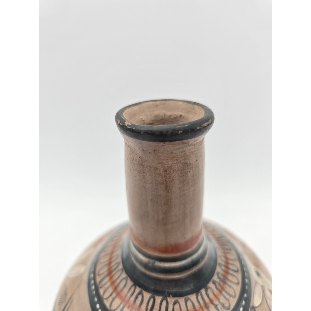 Vintage Tonala Mexico Pottery Vase Burnished Deer Rabbit Folk Art Mid Century - Picture 11 of 14